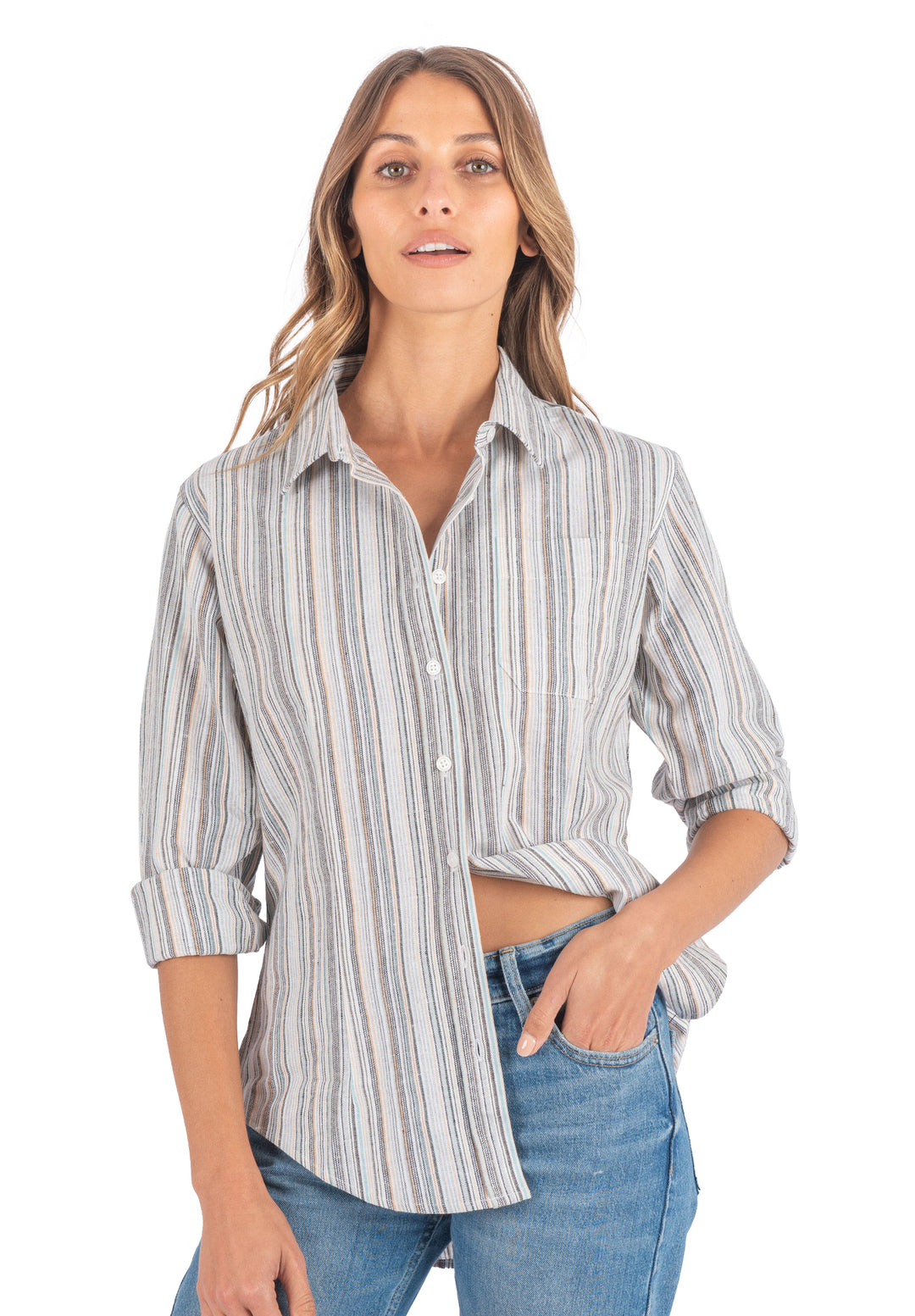 Iris Cold Stripes Relaxed Fit Linen Shirt