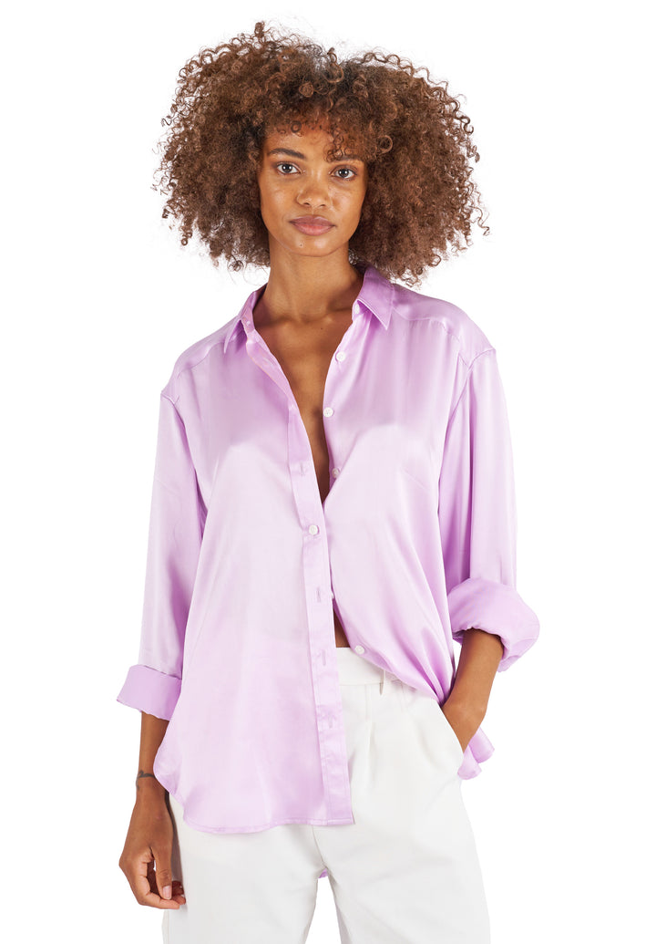 Soie Lilac Oversized 100% Silk Shirt
