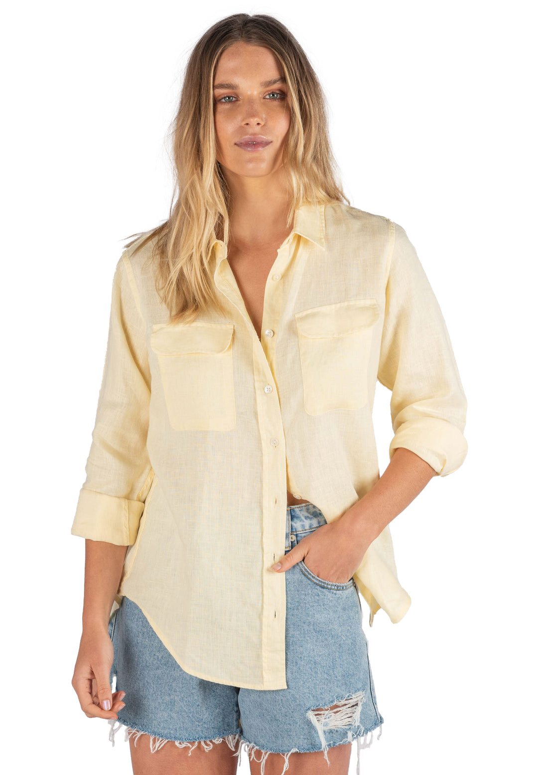 Lete Vanilla, Relaxed Linen Shirt with Pockets