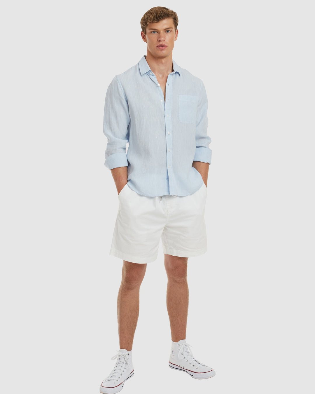 Ravello-LS No Tuck Sky blue Linen Shirt - Slim Fit