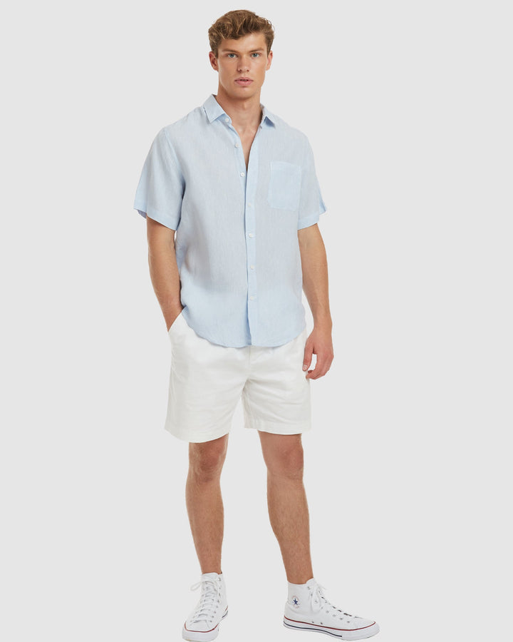 Ravello-SS No Tuck Sky Linen Shirt - Slim Fit