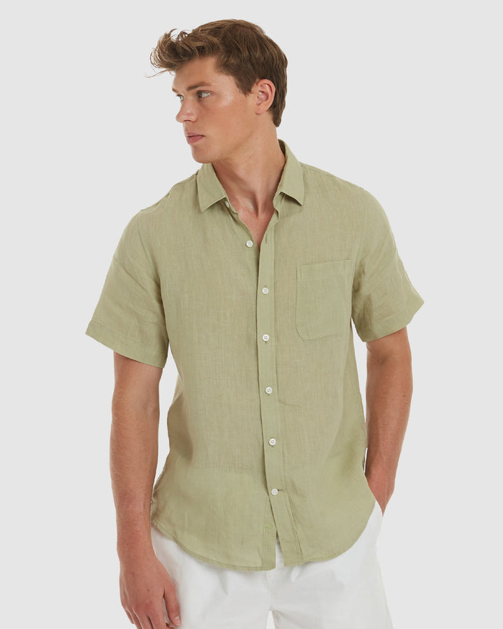 Ravello-SS No Tuck Safari Linen Shirt - Slim Fit