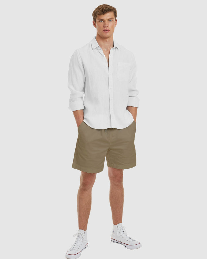 Ravello-LS No Tuck White Linen Shirt - Slim Fit