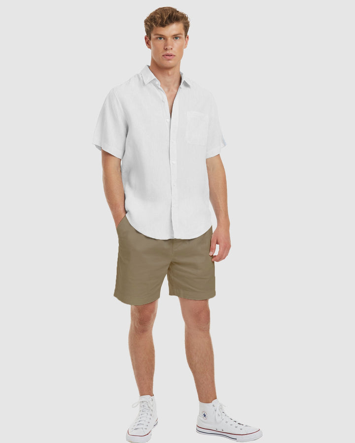 Ravello-SS No Tuck White Linen Shirt - Slim Fit