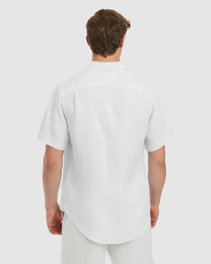 Ravello-SS No Tuck White Linen Shirt - Slim Fit