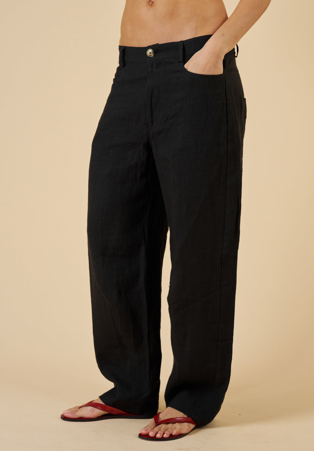 Aosta Black Linen Pants
