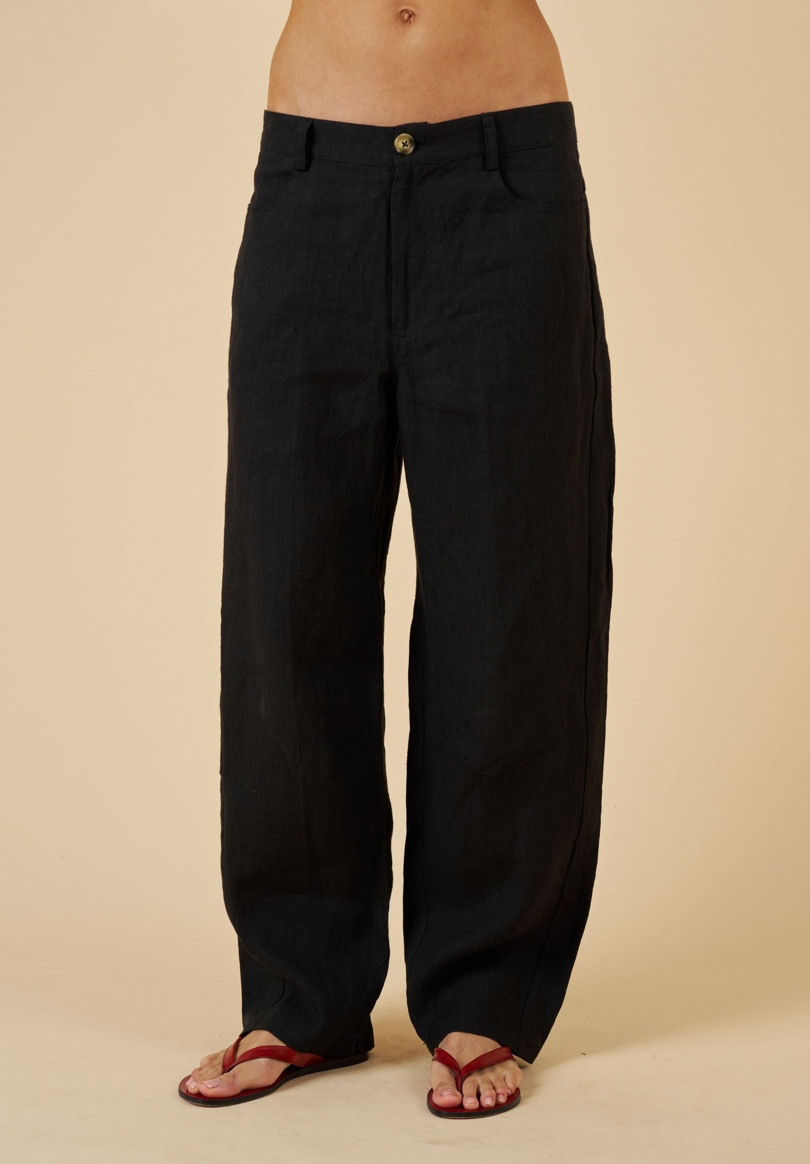Aosta Black Linen Pants