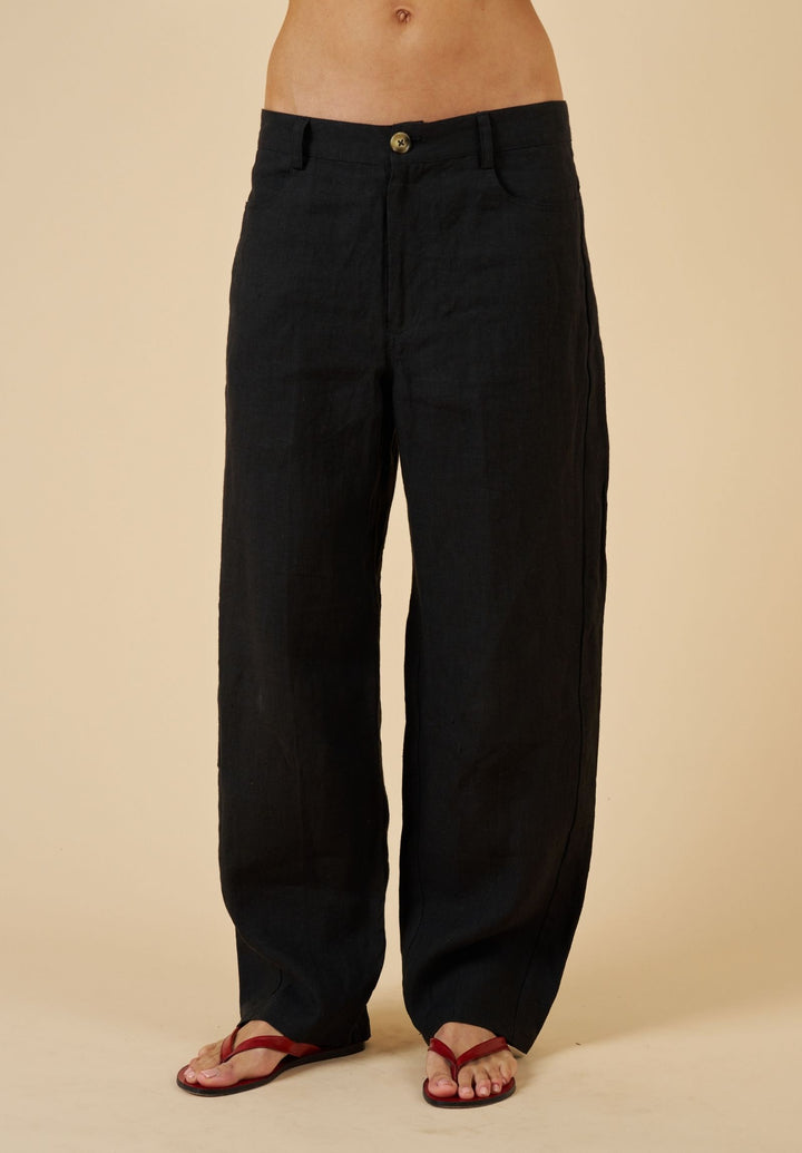 Aosta Black Linen Pants