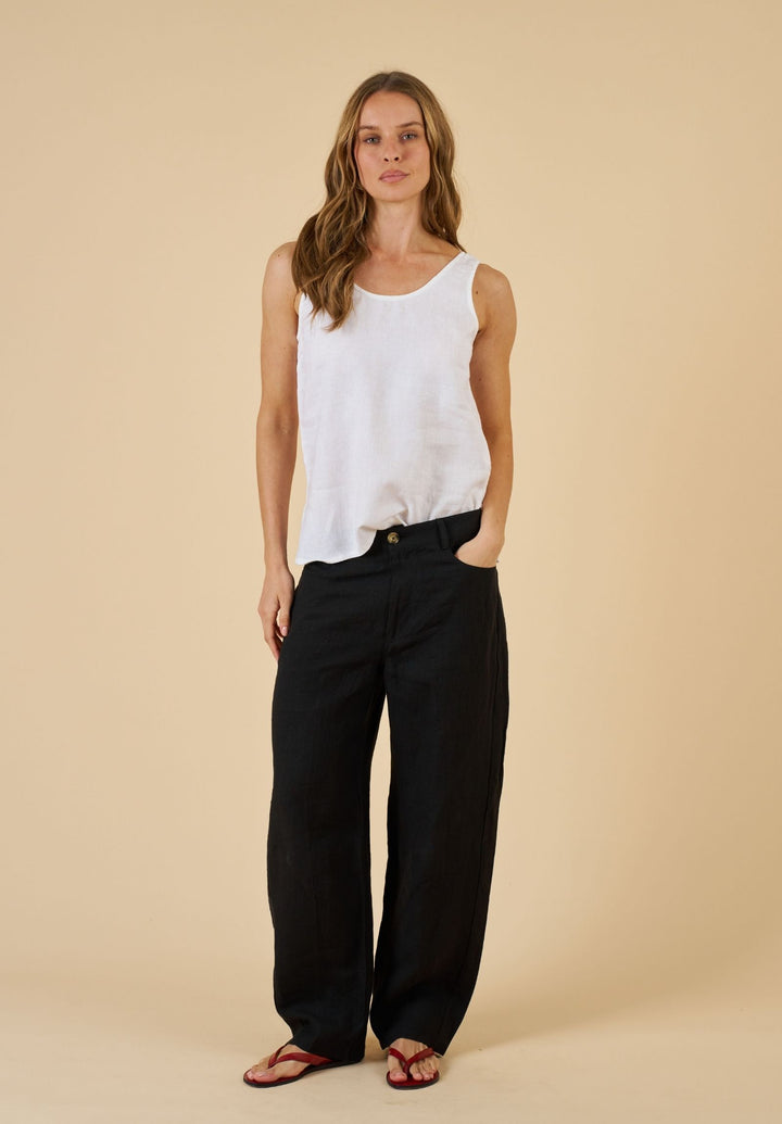 Aosta Black Linen Pants