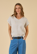 Martina Natural Sand Washed Linen T-Shirt