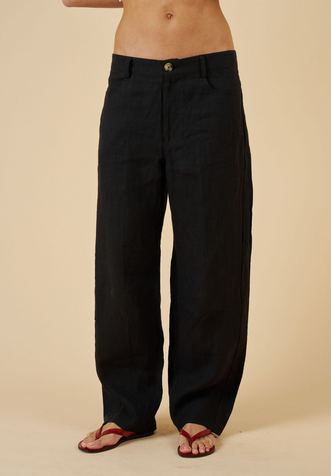 Aosta Black Linen Pants