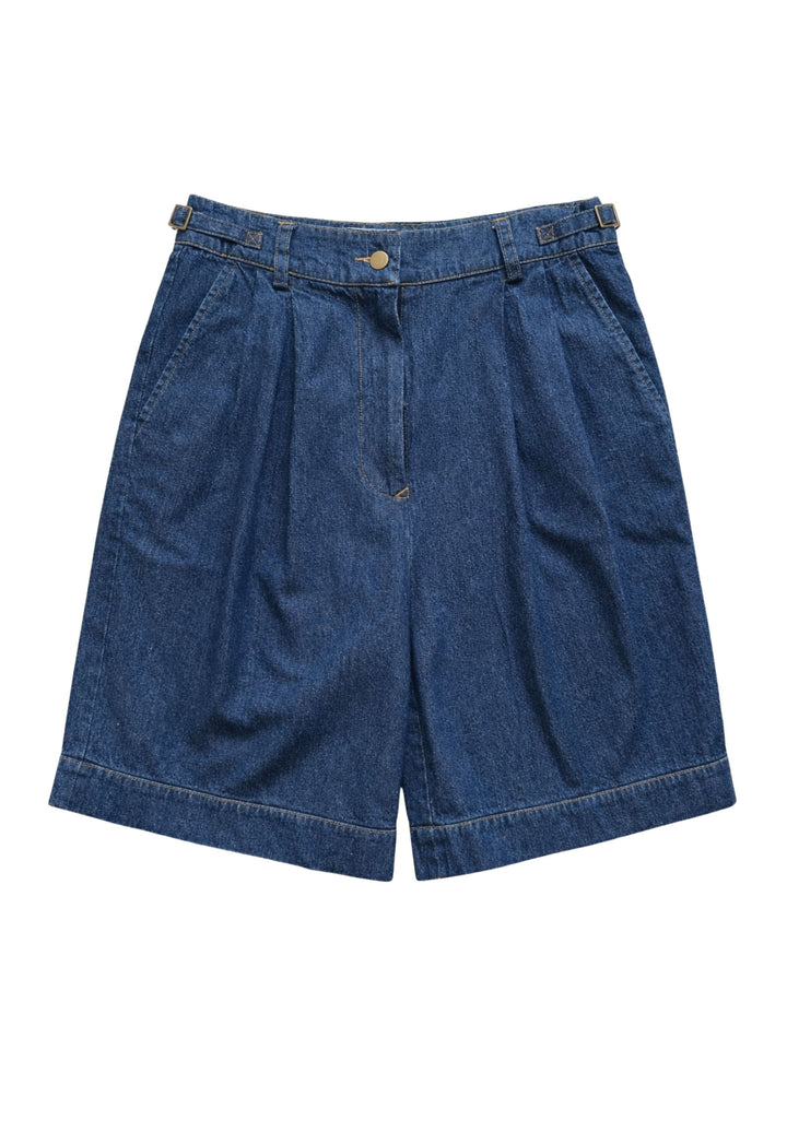 Bermuda Dark Blue Denim Linen Shorts