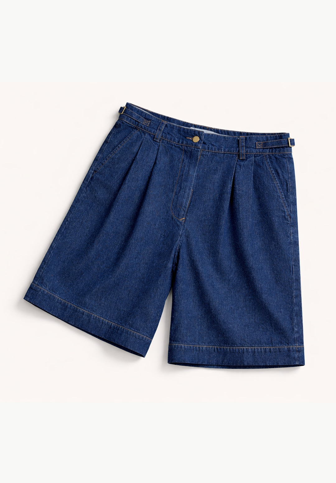 Bermuda Dark Blue Denim Linen Shorts