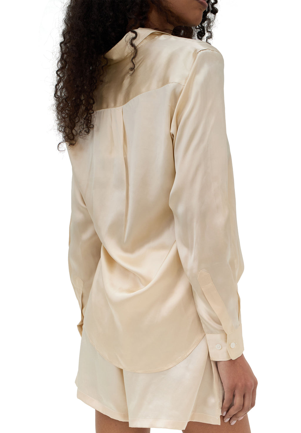 Satin-Silk Biscuit Classic Charmeuse Silk Shirt