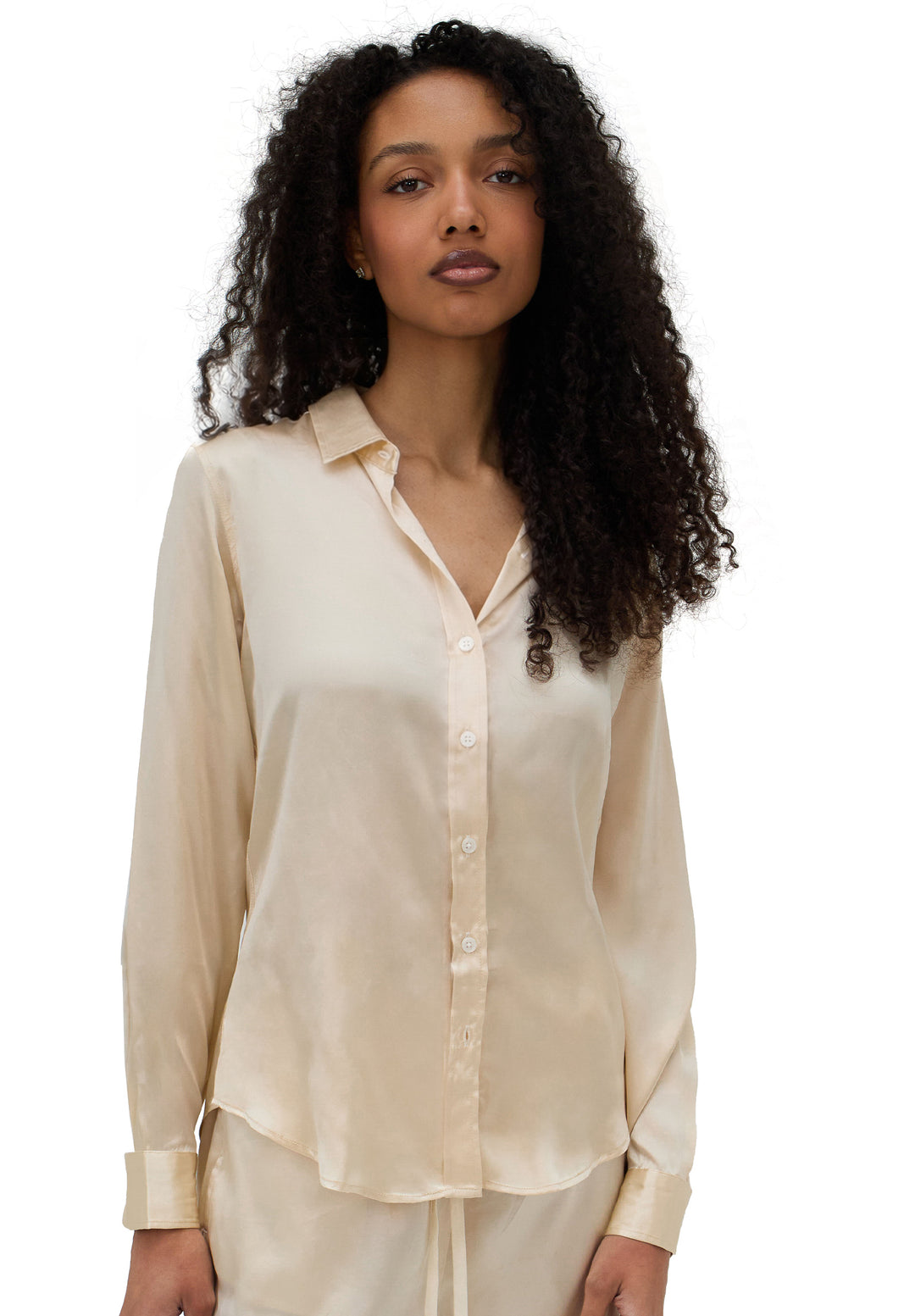 Satin-Silk Biscuit Classic Charmeuse Silk Shirt