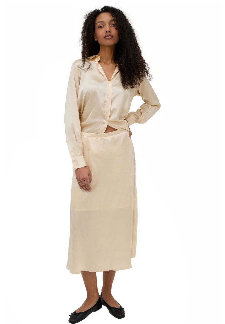 Maddie-Silk Biscuit Midi Silk Skirt