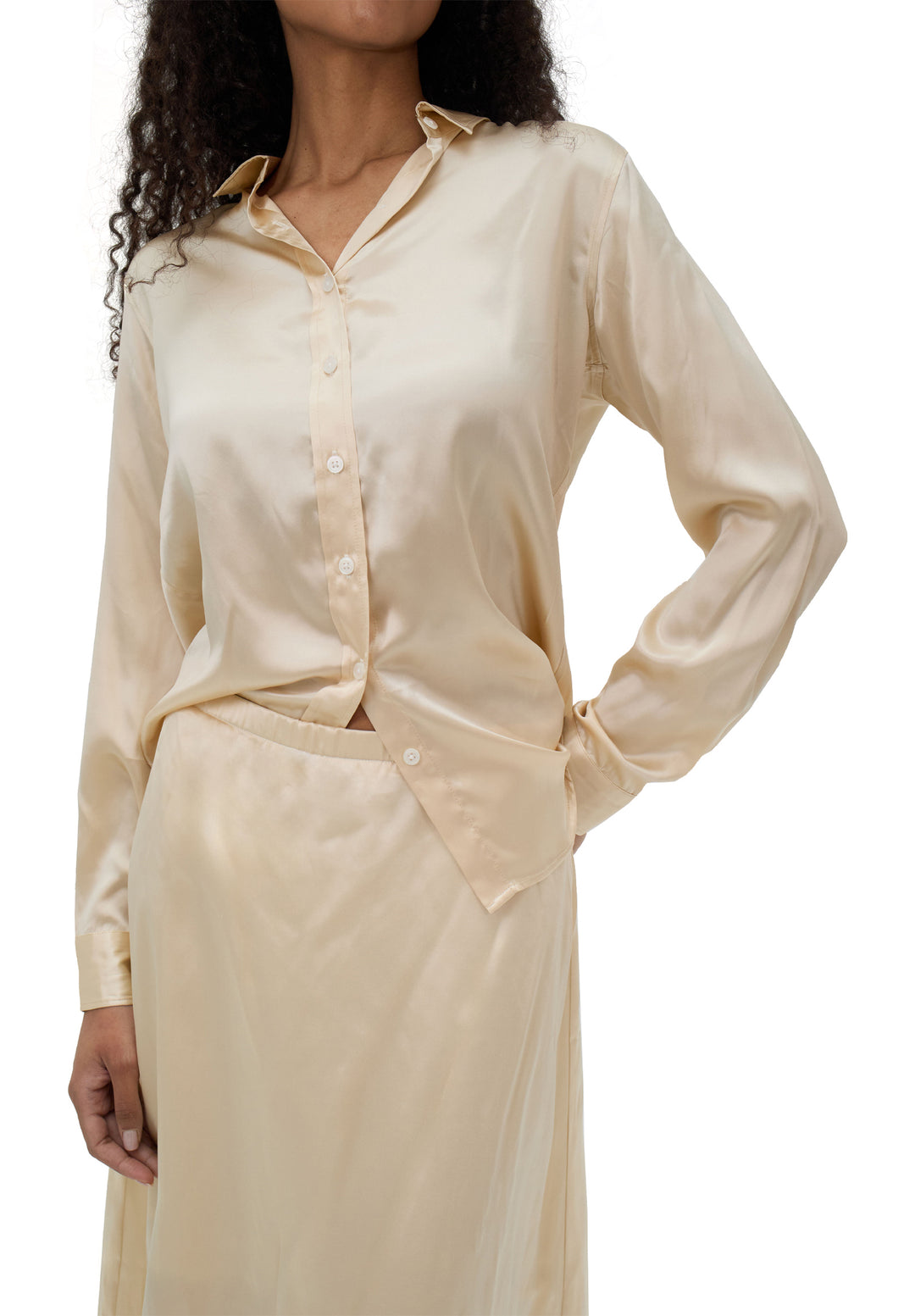 Maddie-Silk Biscuit Midi Silk Skirt