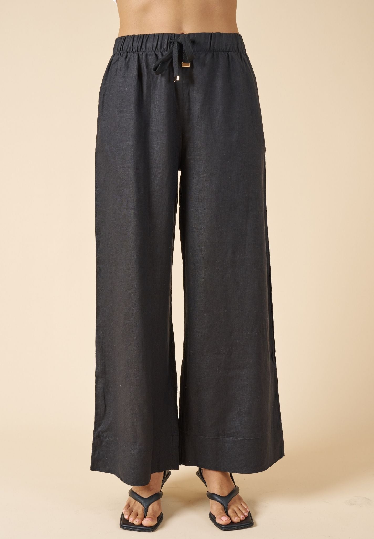 Palazzo Black Linen Pants