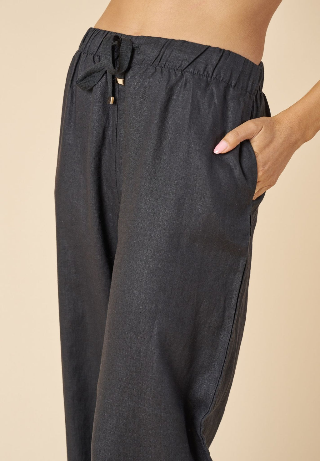 Palazzo Black Linen Pants