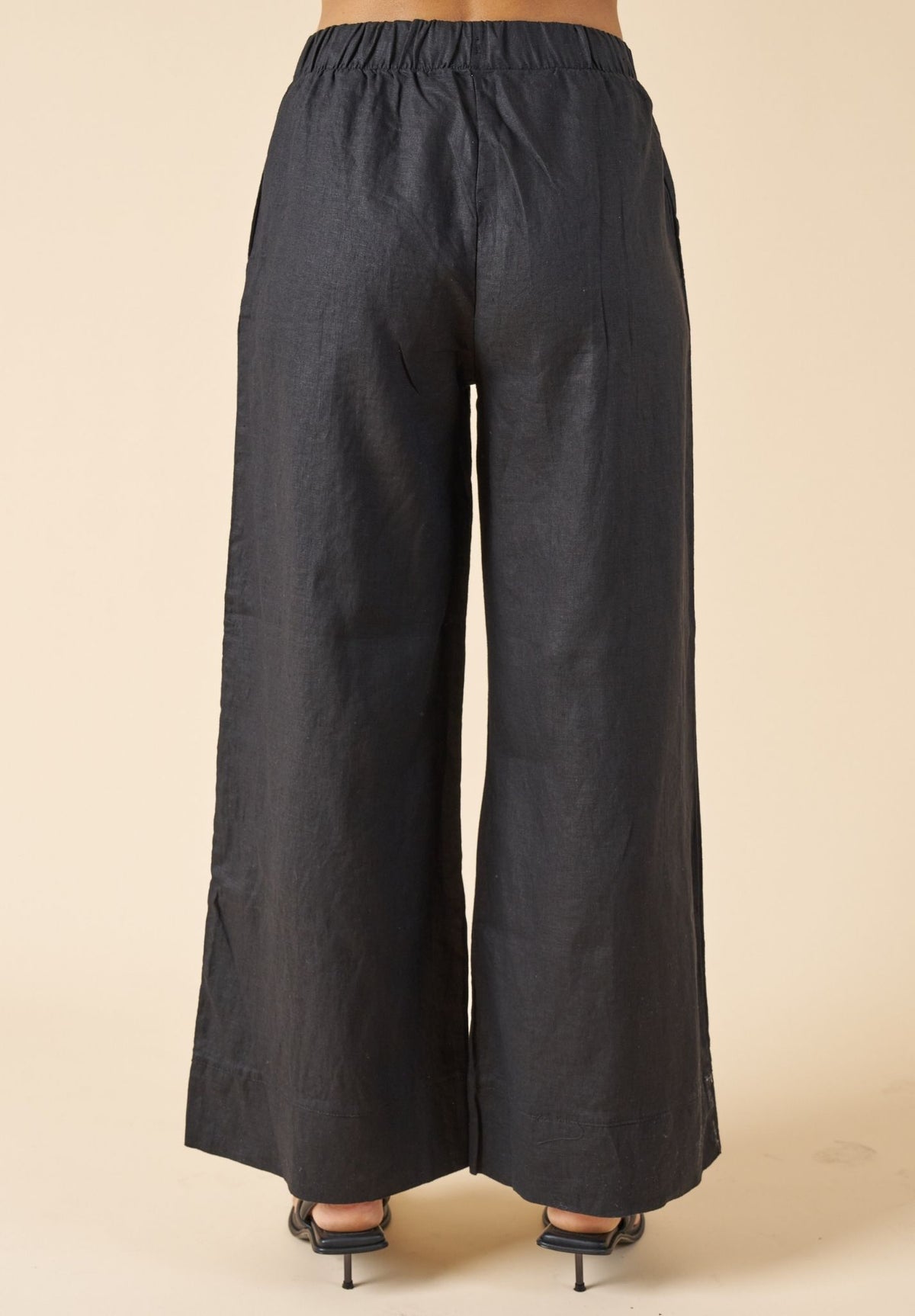 Palazzo Black Linen Pants