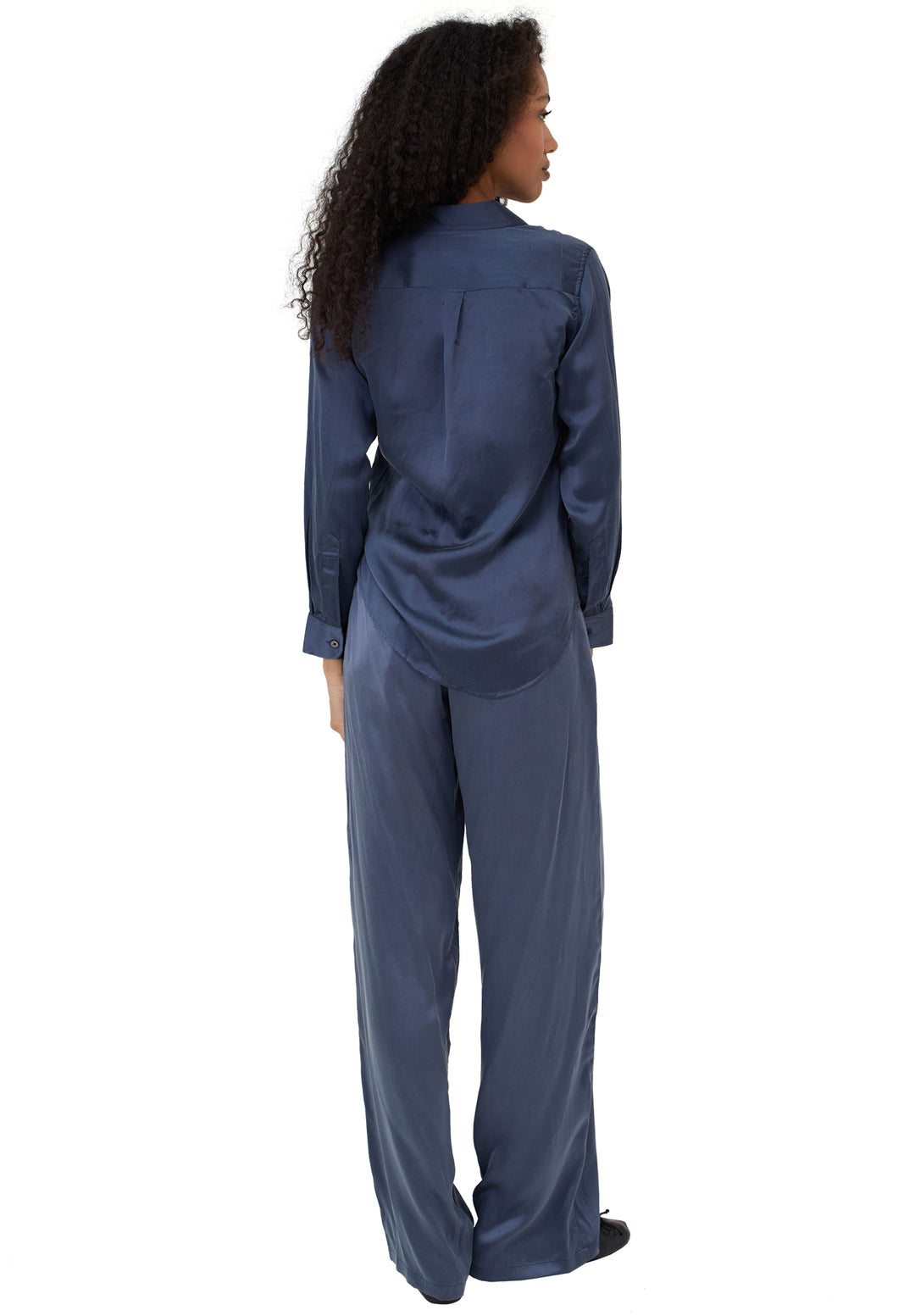 Lulu Avio Blue Silk Pants