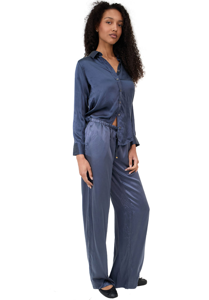 Lulu Avio Blue Silk Pants