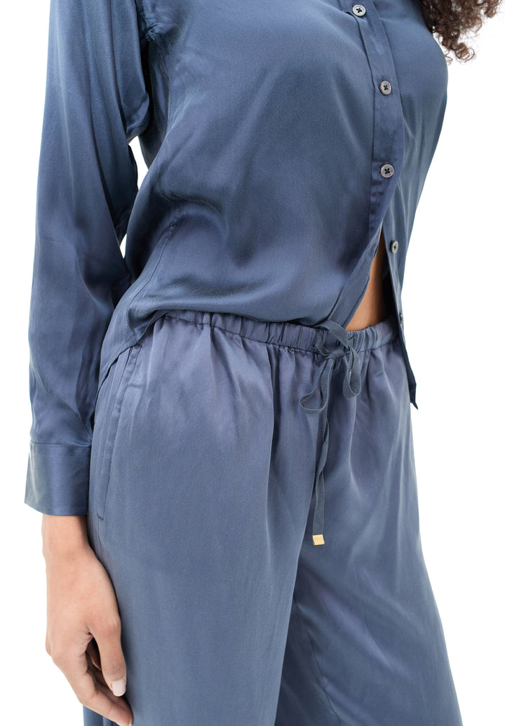 Lulu Avio Blue Silk Pants