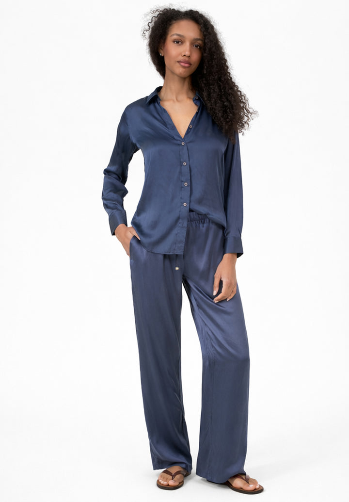 Lulu-Pants Avio Blue Silk