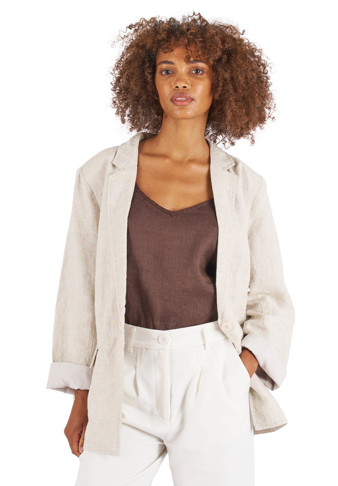 White Linen Jacket Women's Unlined Linen Blazer Jackie