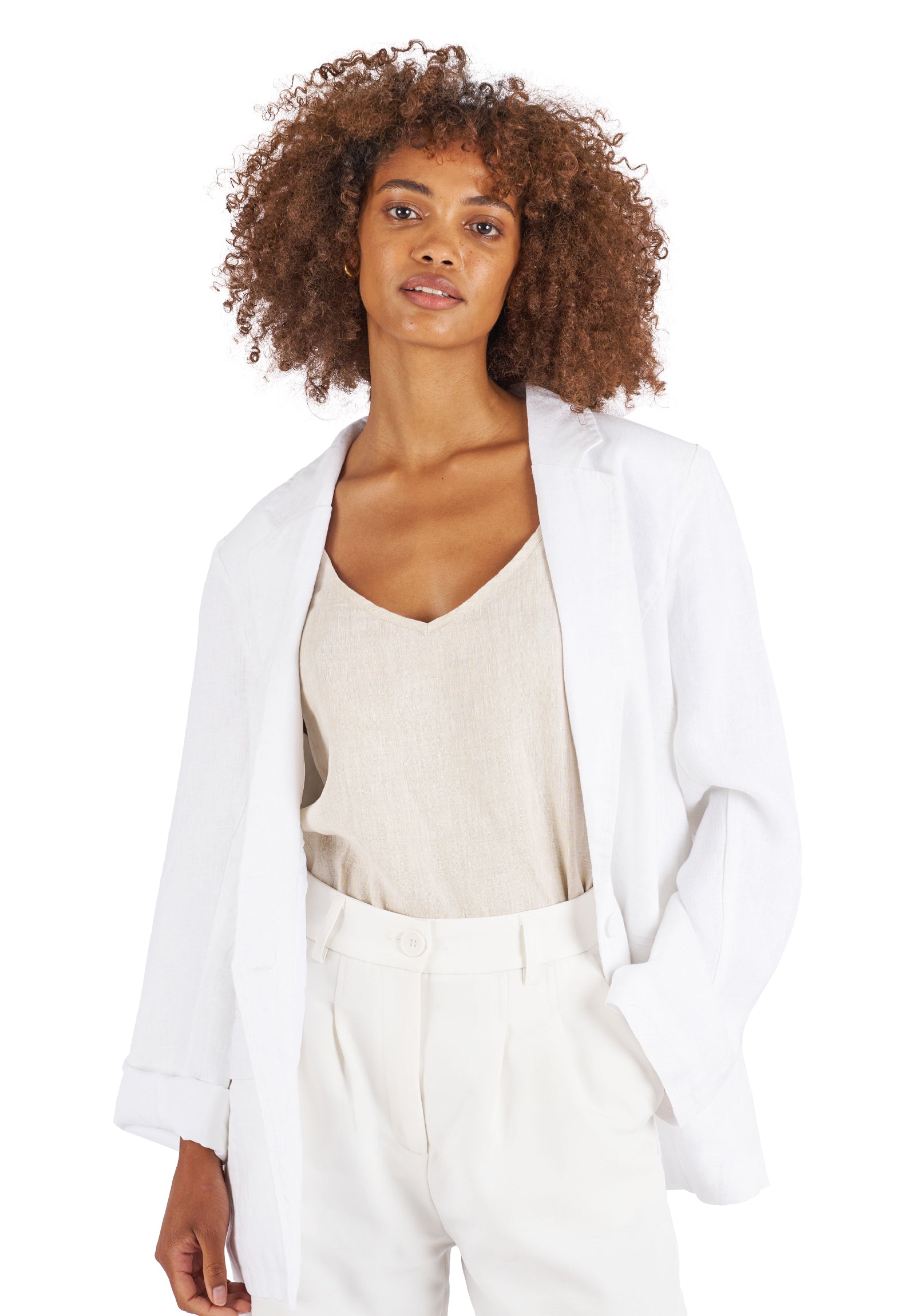 Linen white blazer womens best sale