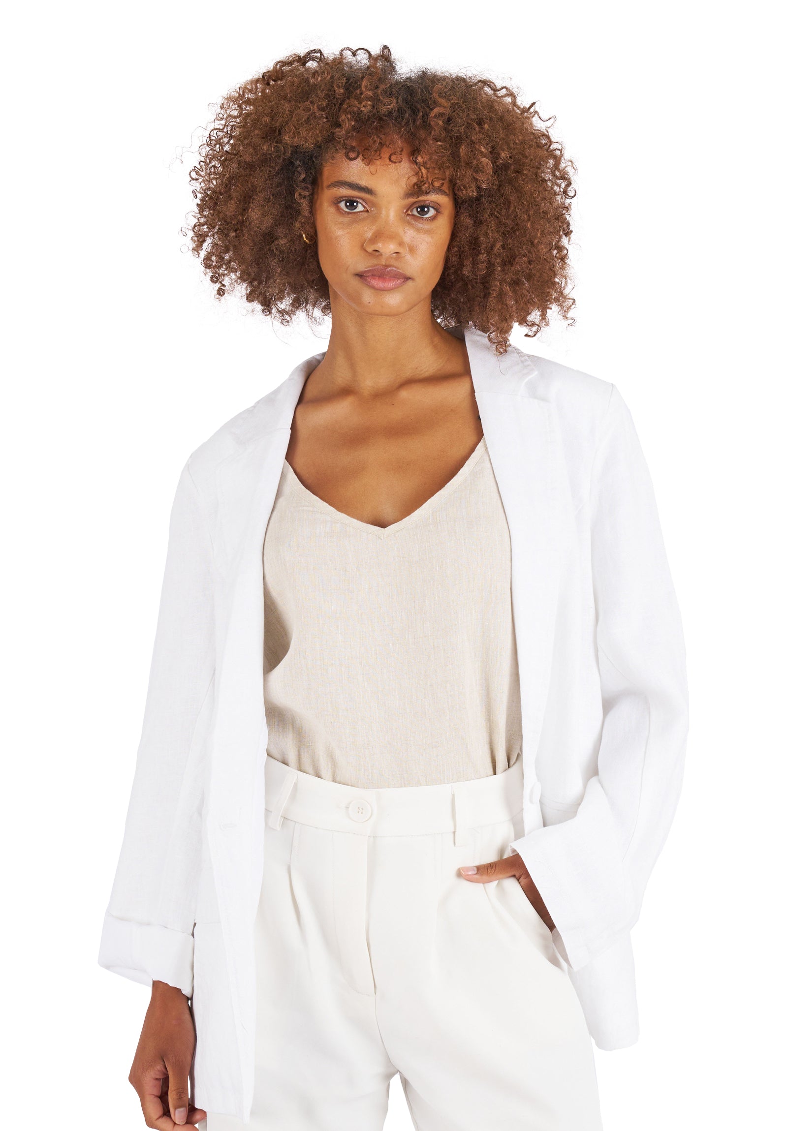 Cami-V Natural Linen Top – CAMIXA