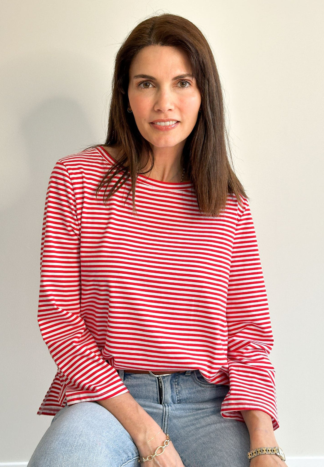 Marina Red Stripes - Long Sleeve T-Shirt