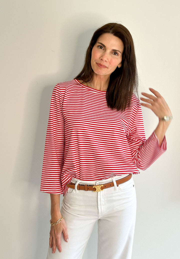 Marina Red Stripes - Long Sleeve T-Shirt