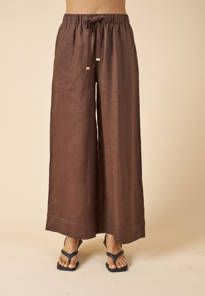 Palazzo Coffee Linen Pants