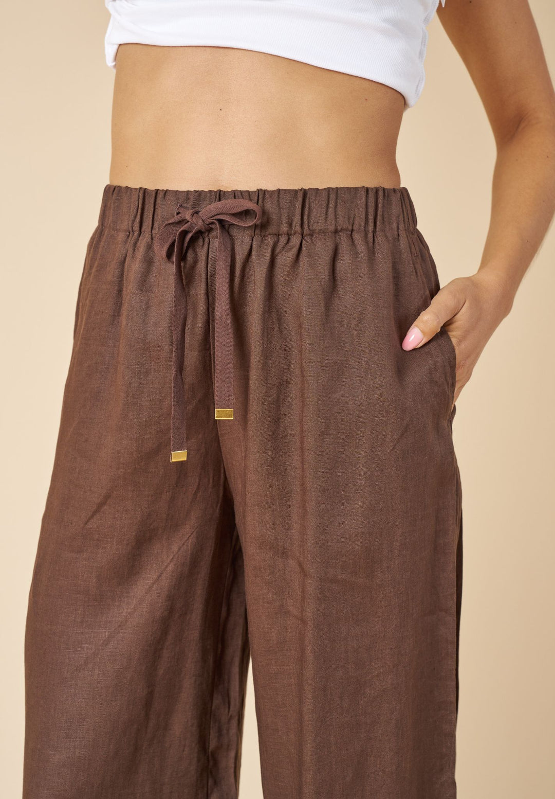 Palazzo Coffee Linen Pants