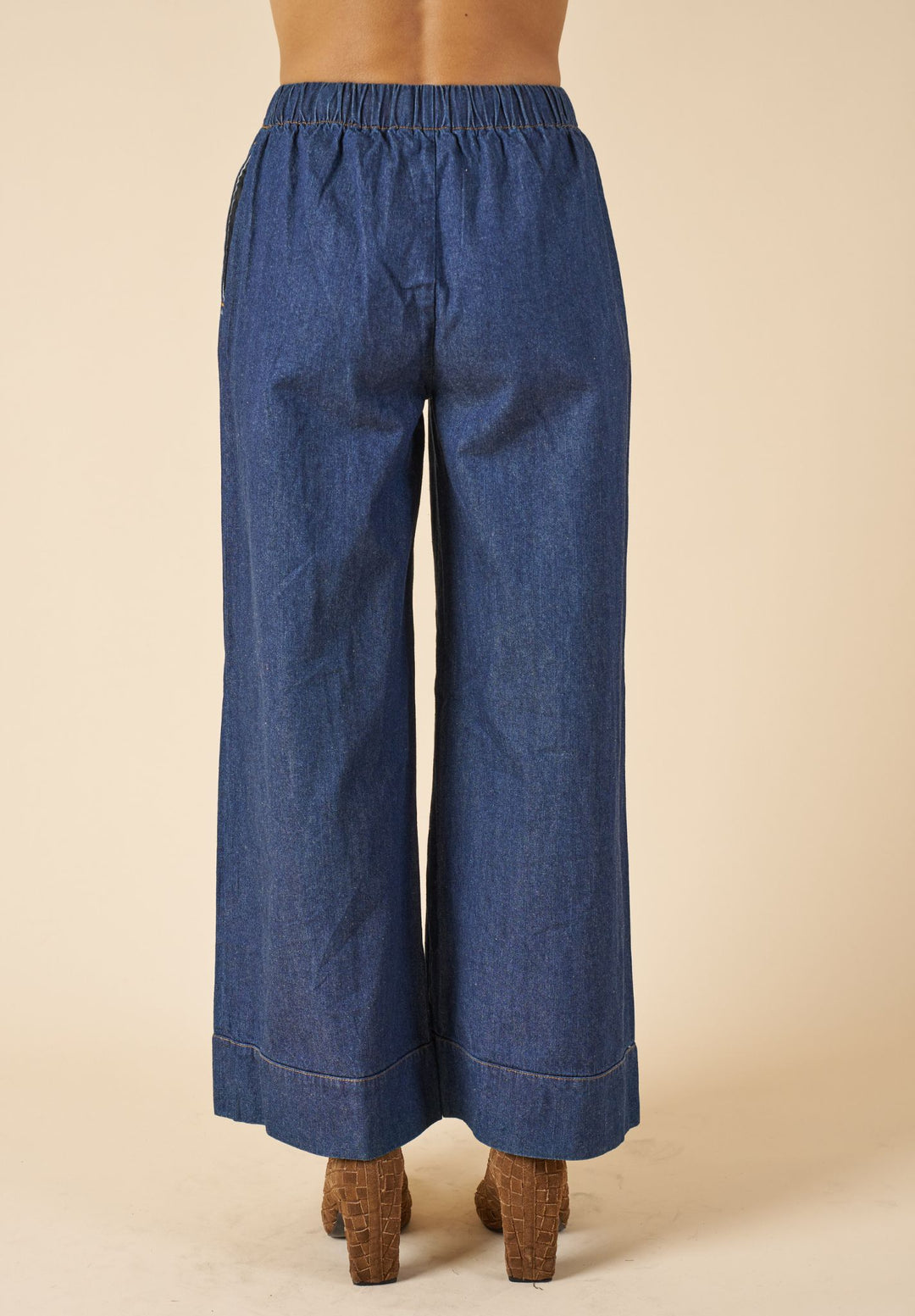 Palazzo Dark Blue Linen Pants