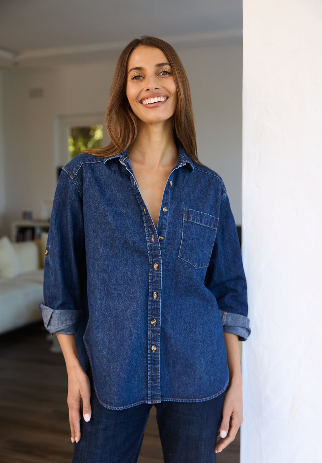 Denime Dark Blue Linen Shirt