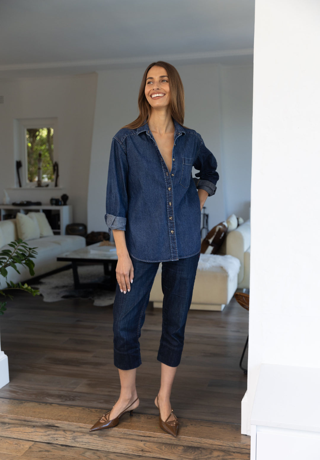 Denime Dark Blue Linen Shirt