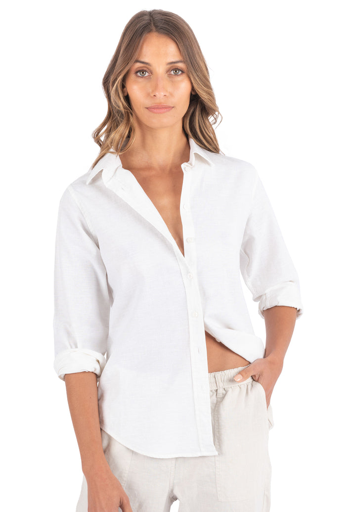 Essy White linen blend shirt