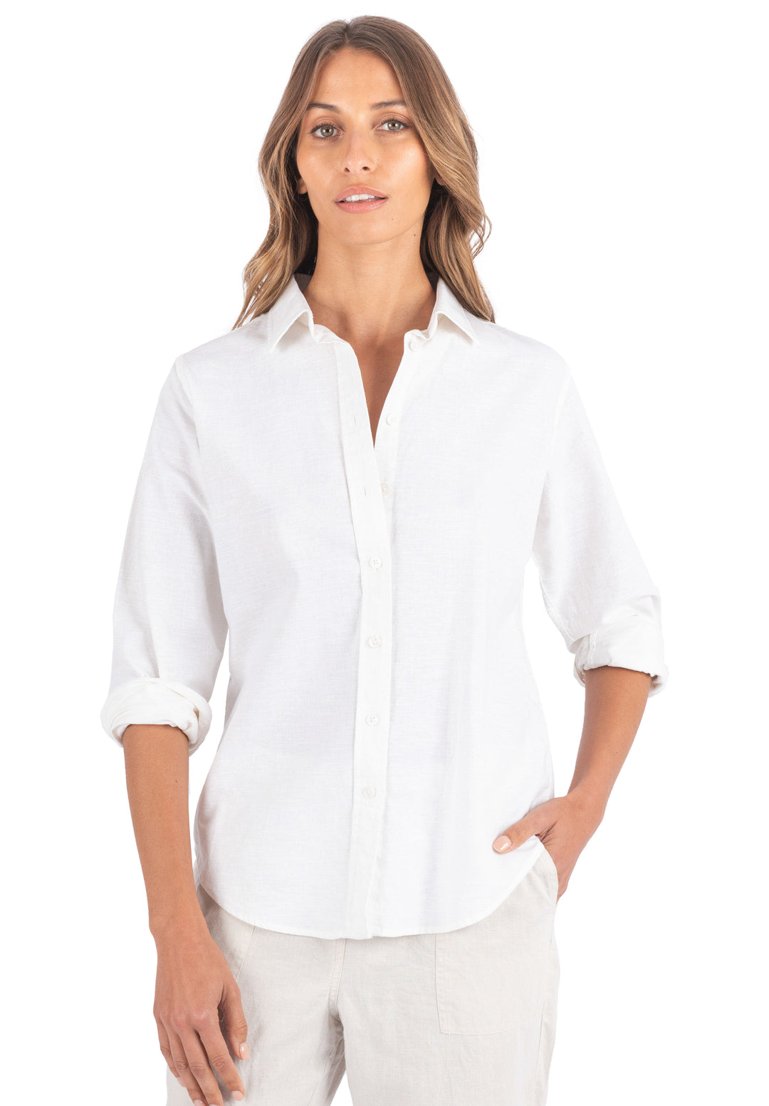 Essy White Linen Cotton Shirt