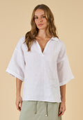 Elba White Linen Popover