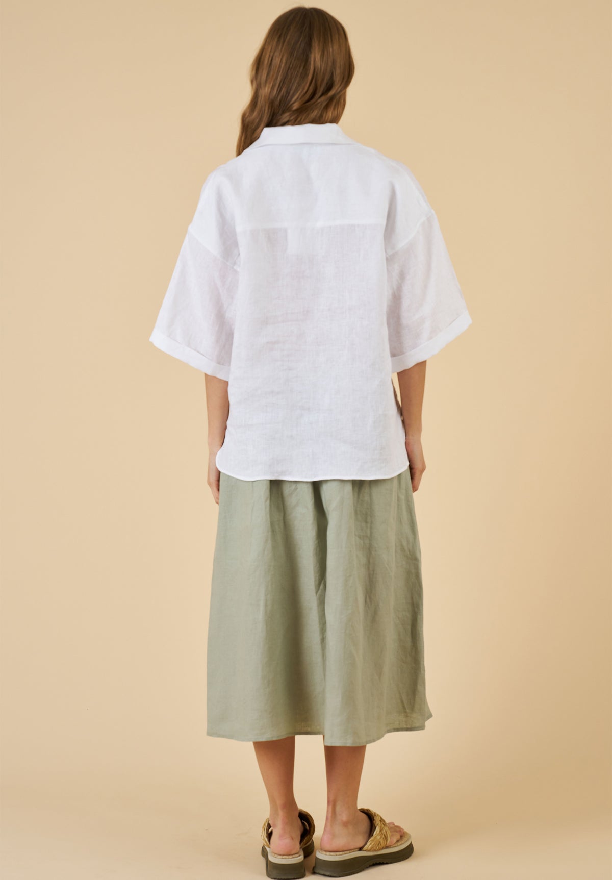 Elba White Linen Popover