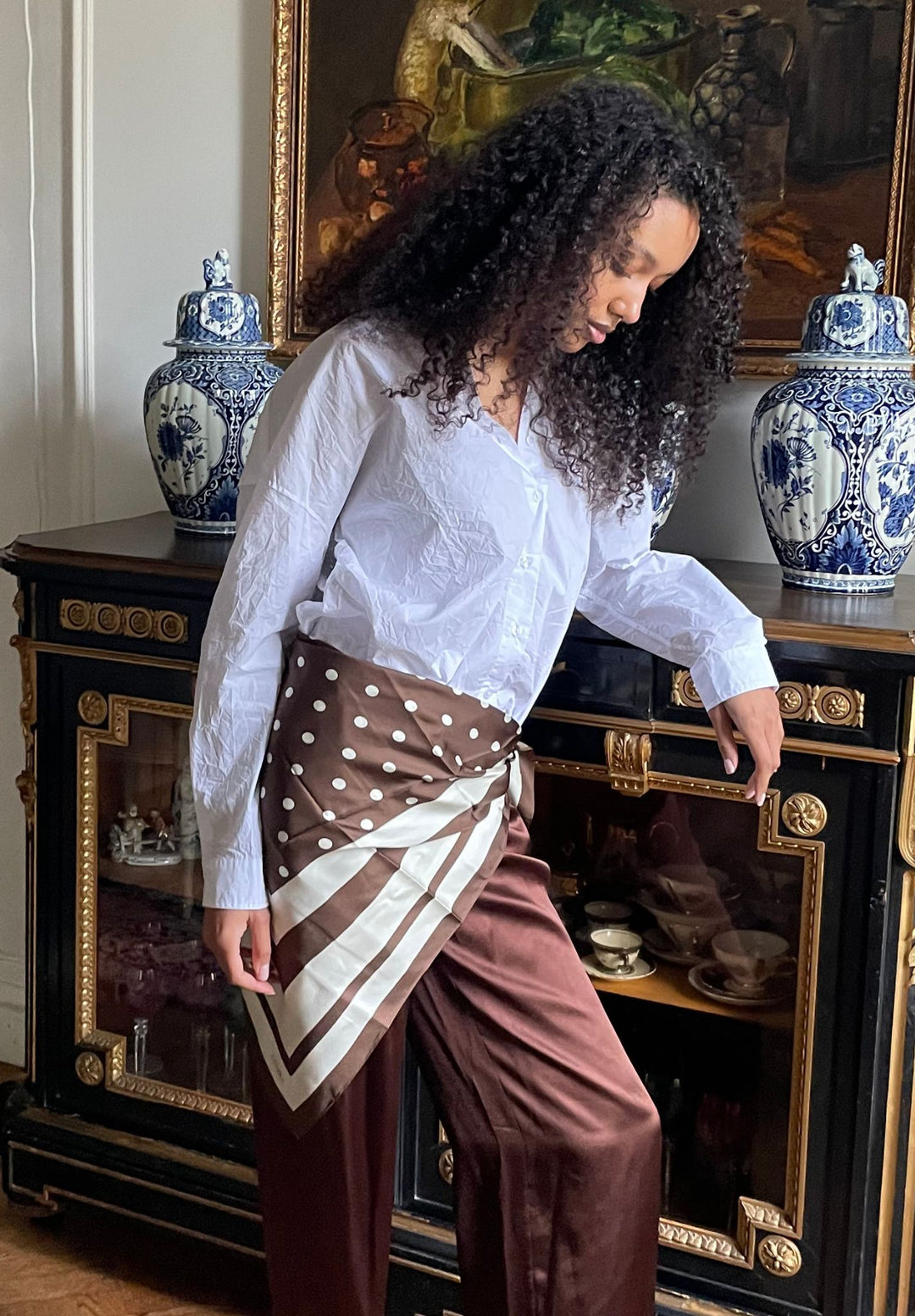 Exal-Cotton White Oversized Frayed Edge Cotton Shirt