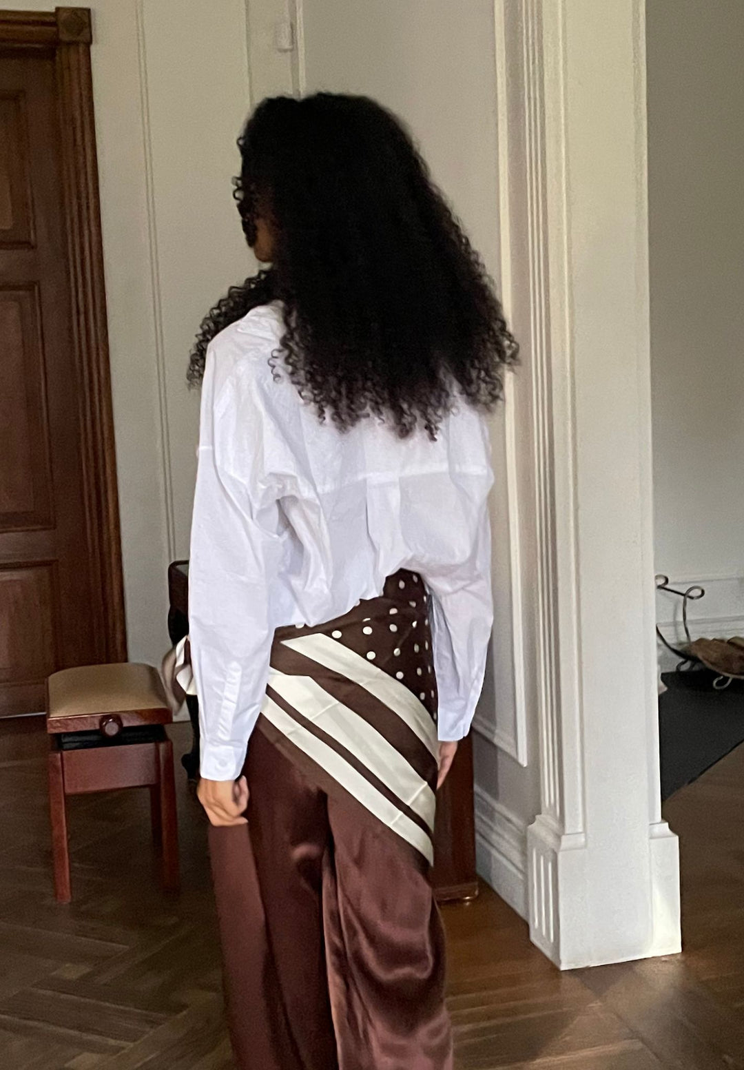 Exal-Cotton White Oversized Frayed Edge Cotton Shirt