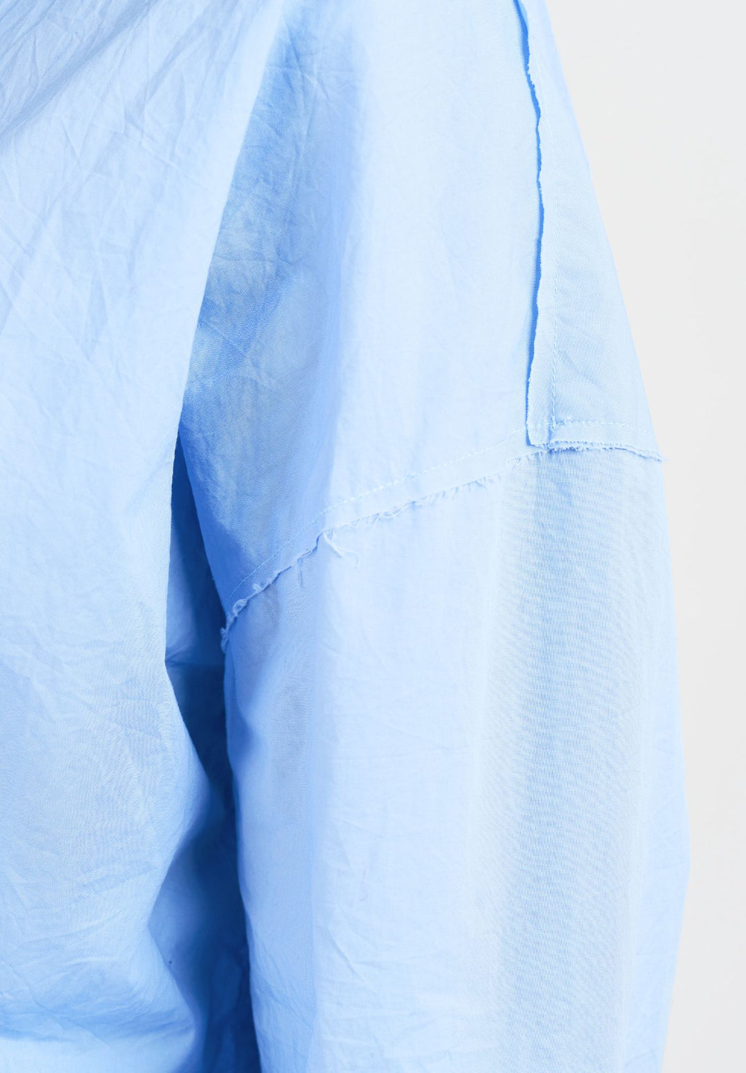 Exal-Cotton Sky Blue Oversized Frayed Edge Cotton Shirt