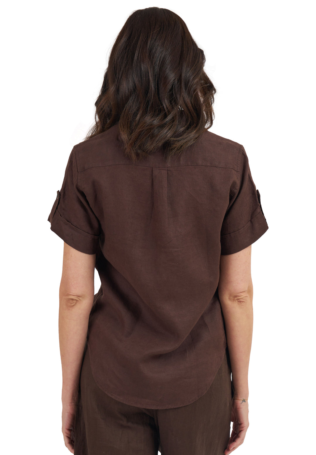 Febe-SS Coffee Linen Camp Shirt