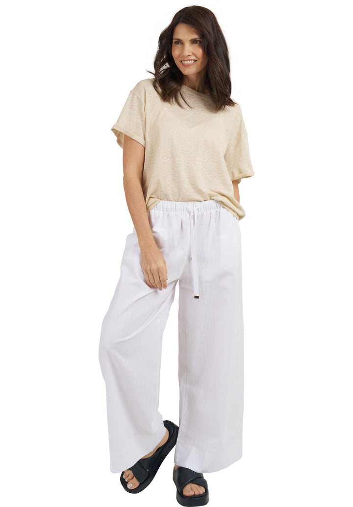 Francy-Linen Natural Rolled Sleeve T-Shirt