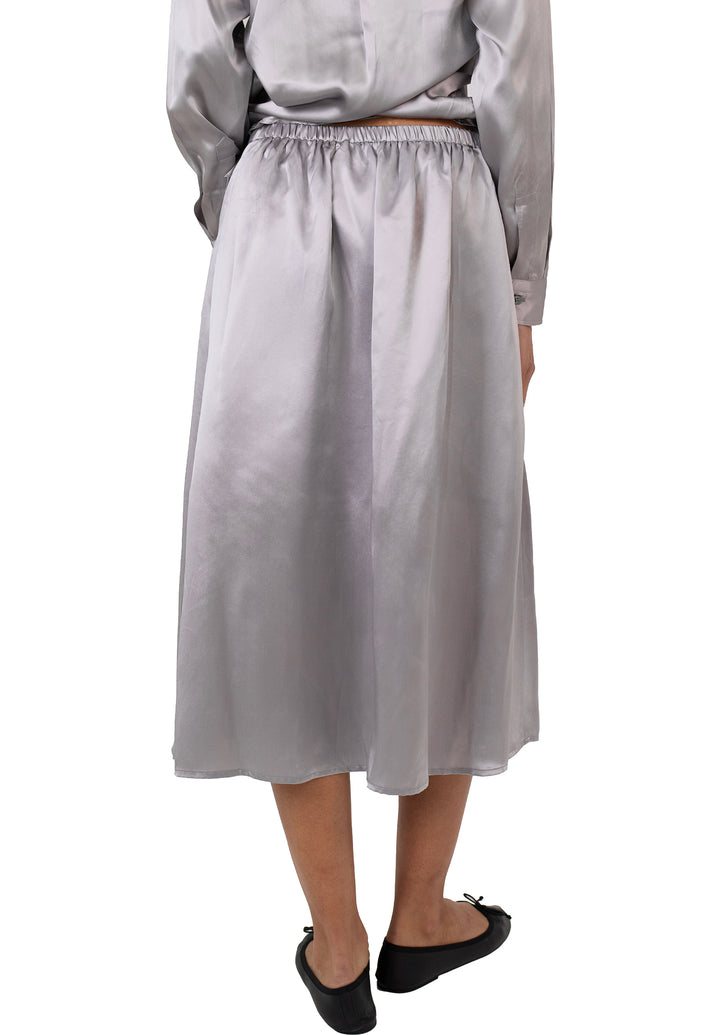 Maddie-Silk Charcoal Midi Skirt