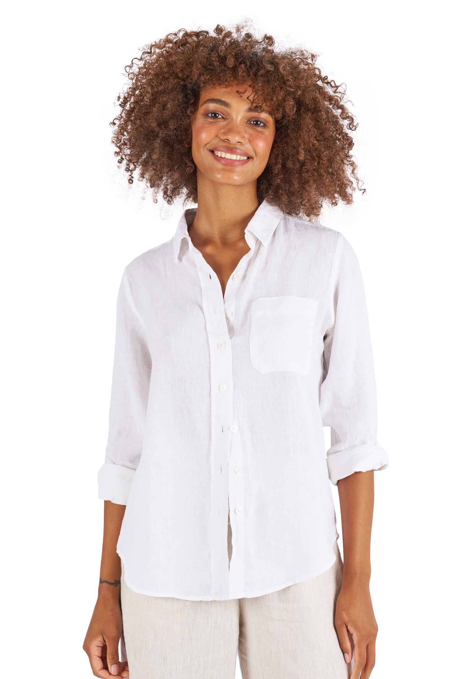 classic white linen shirt womens