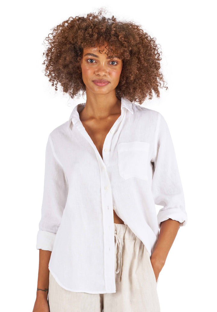 Iris White Linen Shirt